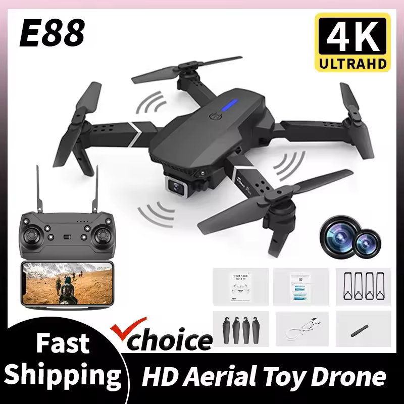 طائرة بدون طيار E88 Pro الجديد - مراجعة Drone Rc E88 Pro وسعره